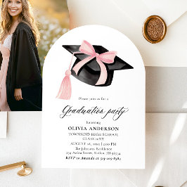 Moderner rosa Bow Graduation Cap Abschluss Arched Einladung