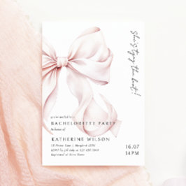 Moderner Rosa Bow Junggeselinnen-Abschied Einladun Einladung