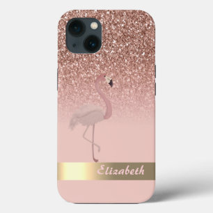 Moderner rosa Flamingo Glitter Pailletten Case-Mate iPhone Hülle