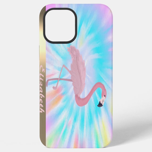 Moderner Rosa Flamingo Tie Dye iPhone 12 Pro Max Hülle (Rückseite)