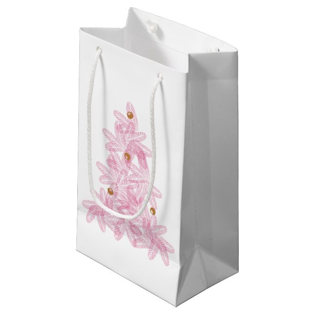 Moderner rosa froher Weihnachtsbaum Kleine Geschenktüte (Vorderseite Schrägansicht)