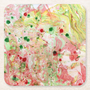 Moderner rosa, gelb-gelber Marmor Abstrakt aussehe Rechteckiger Pappuntersetzer