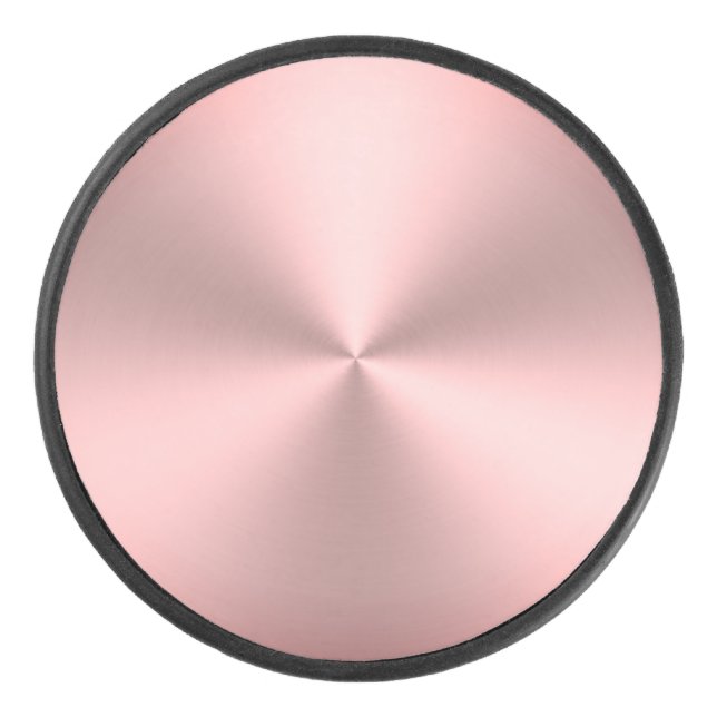 Moderner rosa gestromter Metalllook Eishockey Puck (Vorderseite)