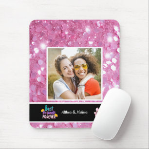 Moderner rosa Glitzer Bester Freund individuell an Mousepad
