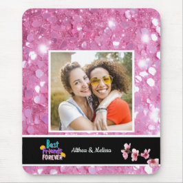 Moderner rosa Glitzer Bester Freund individuell an Mousepad