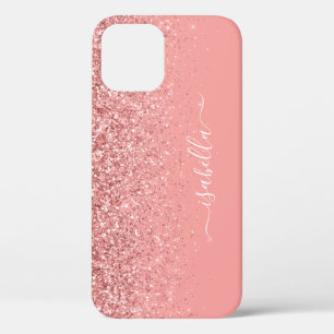 Moderner rosa Glitzer Eleganter Skriptname Case-Mate iPhone Hülle