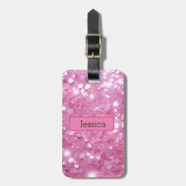 Moderner rosa Glitzer Gepäckanhänger