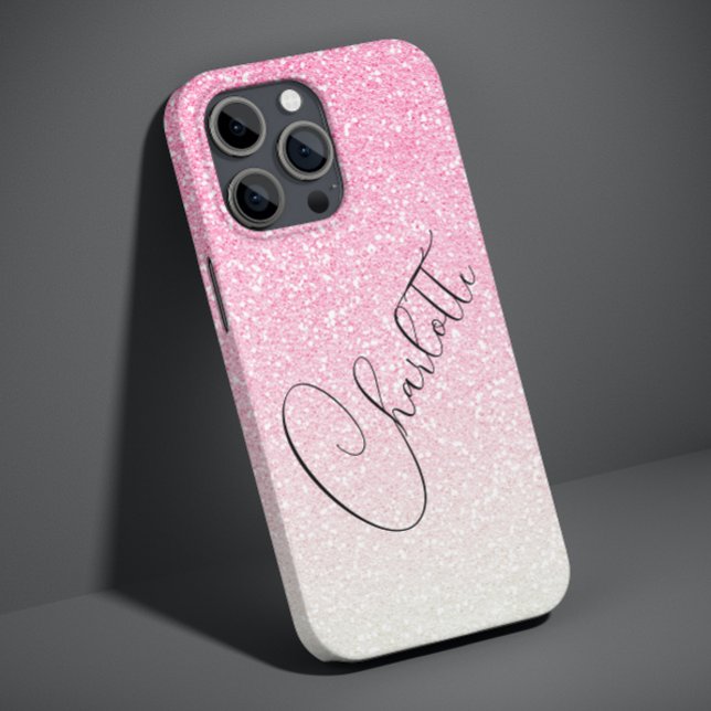 Moderner rosa Glitzer Girly Chic Personalisierter  Case-Mate iPhone 14 Pro Max Hülle (Von Creator hochgeladen)