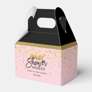 Moderner rosa GoldConfetti u. schwarze Babyparty Geschenkschachtel