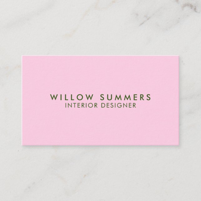 Moderner Rosa Grüner Minimaler Beruflich Visitenkarte (Vorderseite)