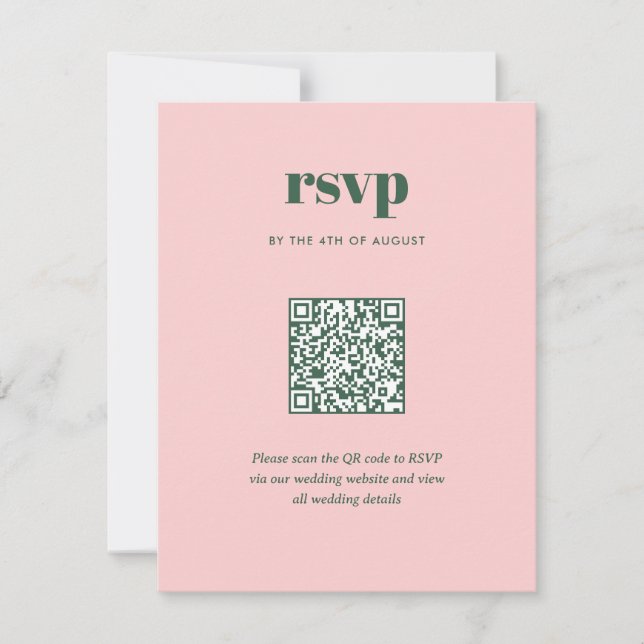 Moderner rosa grüner Trendy Mix-Match für Hochzeit RSVP Karte (Vorderseite)