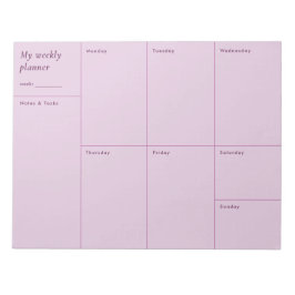 Moderner rosa minimalistischer Wochenplaner Notizblock