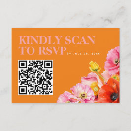 Moderner rosa orange-gelber Hochzeitcode QR-UAWG Begleitkarte