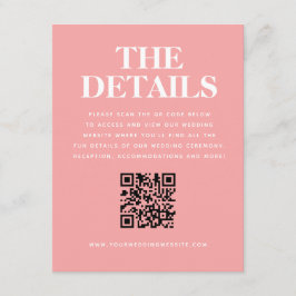 Moderner rosa orangefarbener QR-Code für Hochzeite Begleitkarte