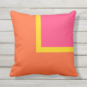 Moderner rosa, orangefarbener und gelber Farbblock Kissen