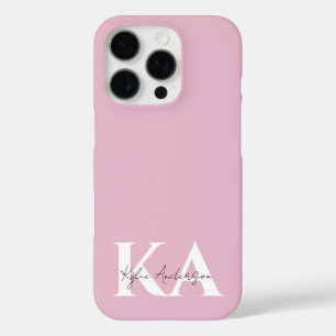 Moderner rosa Personalisierter Monogramm-Name: iPhone 16 Pro Hülle