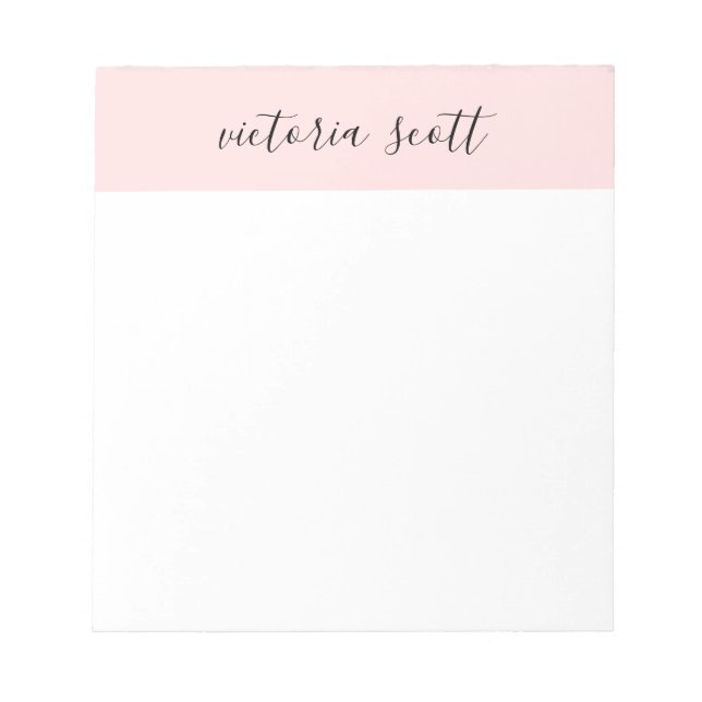 Moderner rosa Personalisierter Name Notepad Notizblock (Vorderseite)
