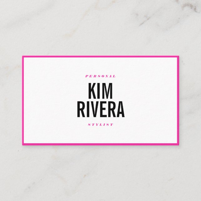 Moderner, rosa persönlicher Stylist minimalistisch Visitenkarte (Vorderseite)