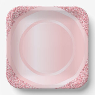 Moderner rosa Rose Gold Glitzer Trendy Elegante Fa Pappteller