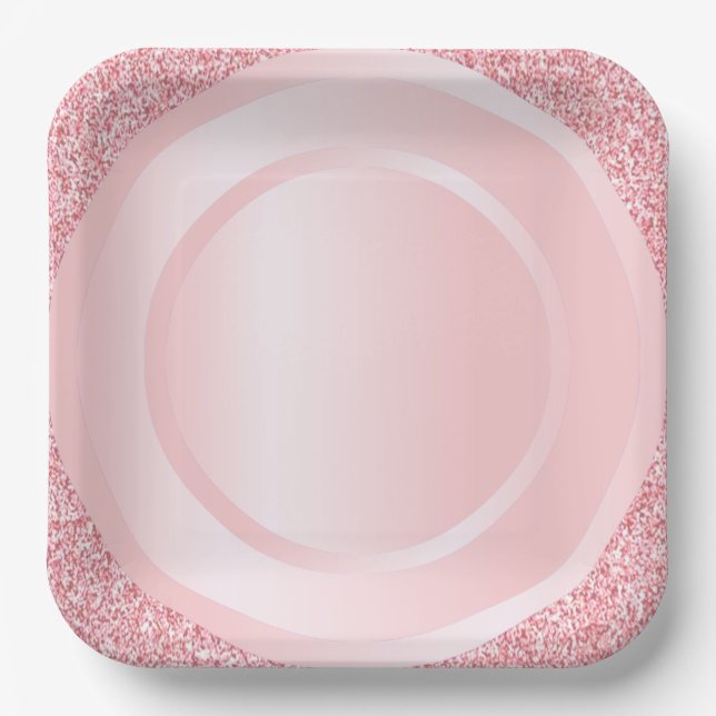 Moderner rosa Rose Gold Glitzer Trendy Elegante Fa Pappteller (Vorderseite)