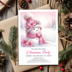 Moderner Rosa Schneemann Kinder Download Weihnacht Einladung