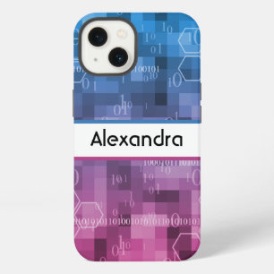 Moderner, rosa und blauer Binärcode iPhone Hülle