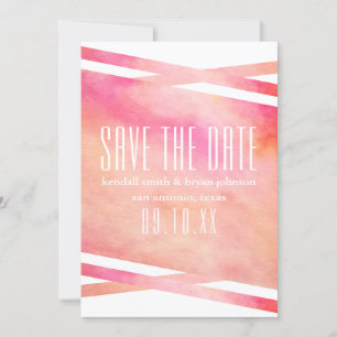 Moderner rosa und orange Watercolor Save the Date