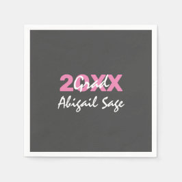 Moderner Rosa und Weißer Text auf grauem Abschluss Serviette