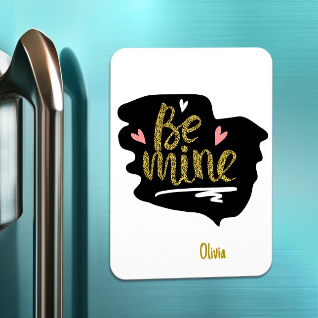 Moderner Rosa-Valentinstag-Paarmagnet Magnet (Happy Valentines Day | Be Mine Modern Cute Gift Magnet, Valentines Day Gift)