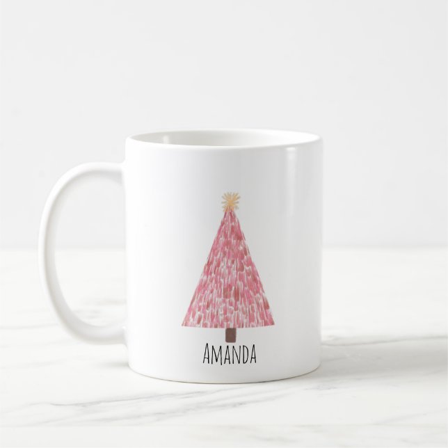 Moderner Rosa Weihnachtsbaum Kaffeetasse (Links)