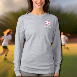 Moderner rosa weißer Fußball - Name hinzufügen T-Shirt
