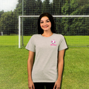 Moderner rosa weißer Fußball - Name hinzufügen Tri-Blend Shirt