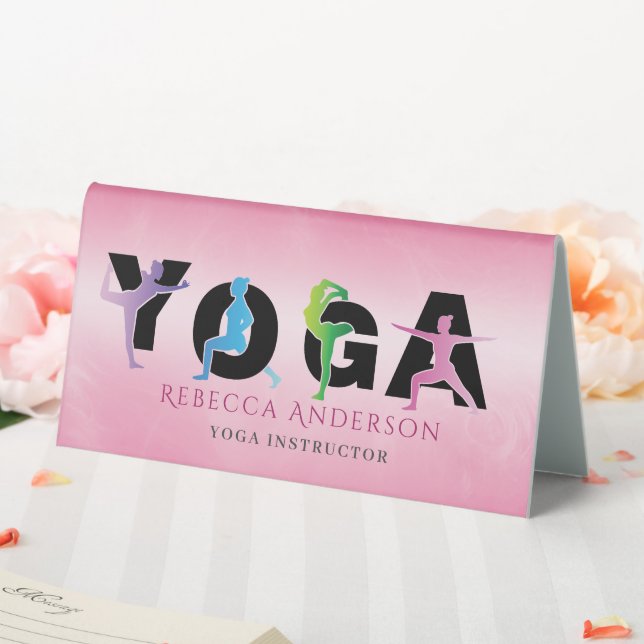 Moderner rosa Yoga-Lehrerstil Tischaufsteller (In Situ (Hochzeit))
