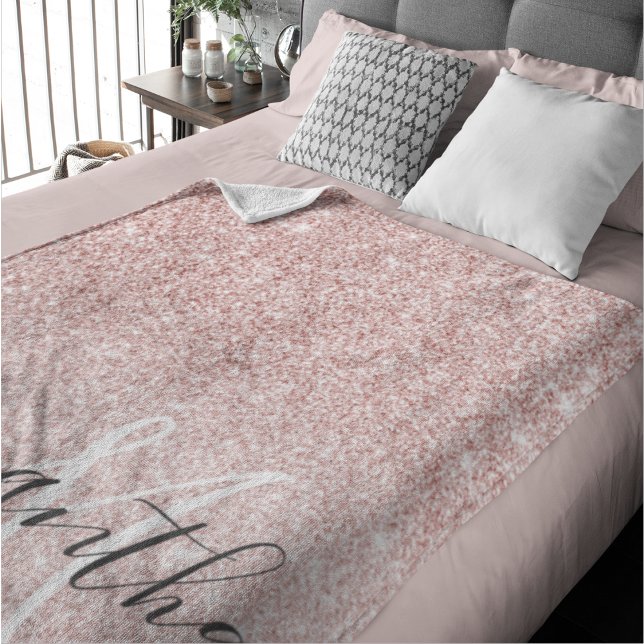 Moderner rosafarbener Glitzer Glitzern Personalisi Sherpadecke (Von Creator hochgeladen)