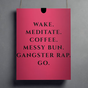 Moderner rosafarbener Kaffee und gesunder Bun fett Poster