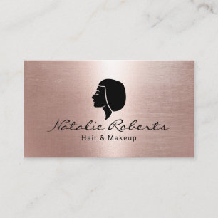 Moderner Rose Gold Bob Haarlogos Schönheitssalon Visitenkarte