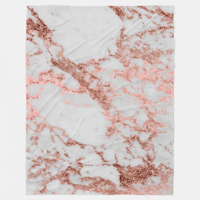 Moderner Rose Gold Glitzer Fleecedecke (Vorderseite)