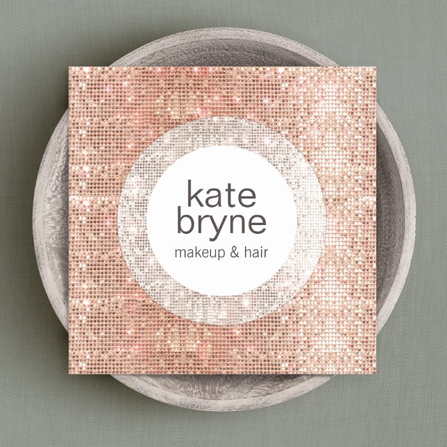 Moderner Rose Gold Sequel Schönheitssalon Quadratische Visitenkarte (Von Creator hochgeladen)