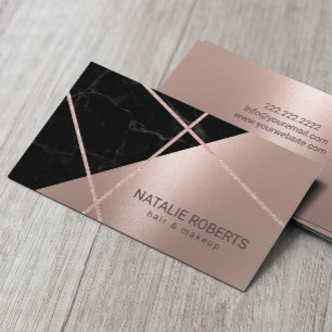 Moderner Rose Goldmarmorhaar & Makeup Künstlersal Visitenkarte