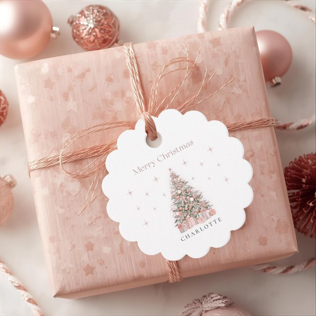 Moderner Rosé-Weihnachtsbaum – Personalisiertes We Geschenkanhänger (Von Creator hochgeladen)