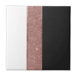 Moderner Rosen-GoldGlitzer-Schwarz-weiße Fliese<br><div class="desc">Dieses moderne und Chic-Imitat druckte RosengoldGlitter und Folie,  Schwarzweiss--,  gestreifte Farbblockbauweise ist- für die trendy und stilvolle Frau perfekt. Sein eleganter und moderner Entwurf ist für viele Geschenke und Gelegenheiten groß. Genießen Sie diesen girly und einfachen Druck für Ihren folgenden Kauf; für selbst,  Ihre Freunde oder Ihre Familie!</div>