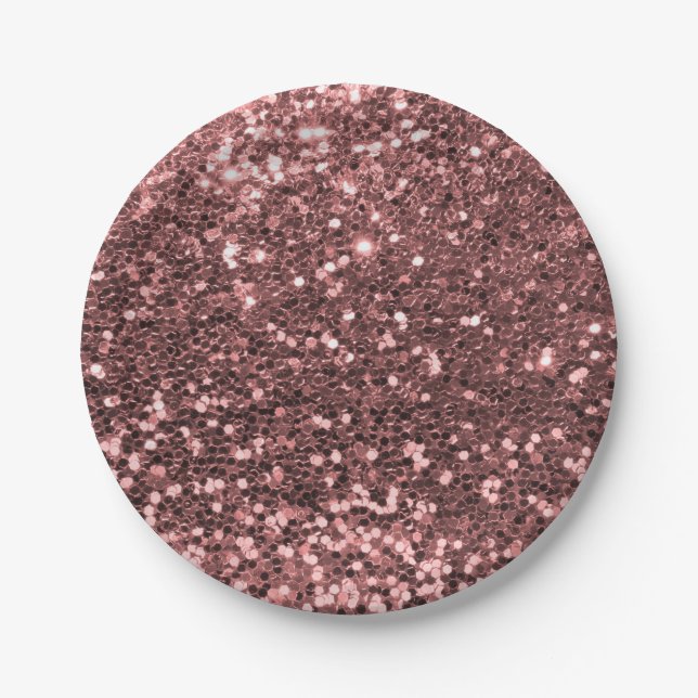 Moderner Rosen-GoldImitat-Glitzer-Rosa-Druck Pappteller (Vorderseite)