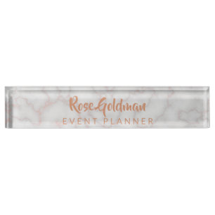 Moderner Rosen-Goldmarmor-Stein-Luxus Namensplakette