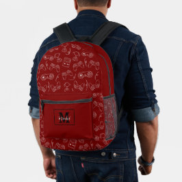 Moderner Rot-Weiß-Videospiel-Gamer Bedruckter Rucksack