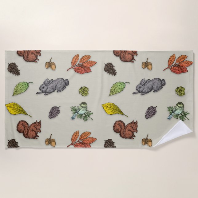 Moderner Roter Beerenvogel | Strandtuch (Vorderseite)