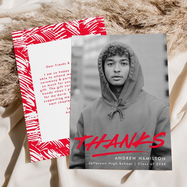 Moderner Roter Foto-Abschluss Dankeskarte (Von Creator hochgeladen)