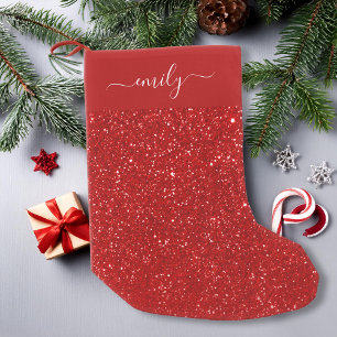 Moderner Roter Glitzer Sparkle Kleiner Weihnachtsstrumpf