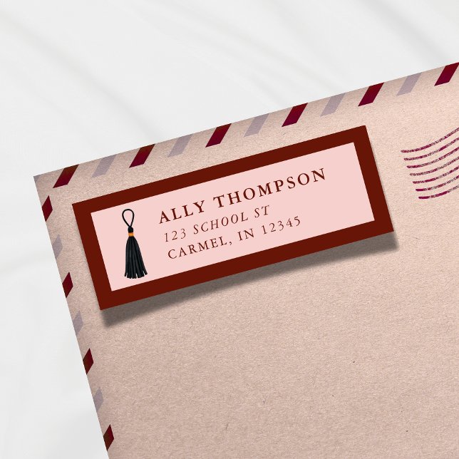 Moderner roter Quasten-Abschluss-Cap  (Modern Red Graduation Cap Tassel Label)