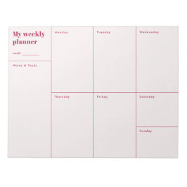 Moderner roter und beiger minimalistischer Wochenp Notizblock