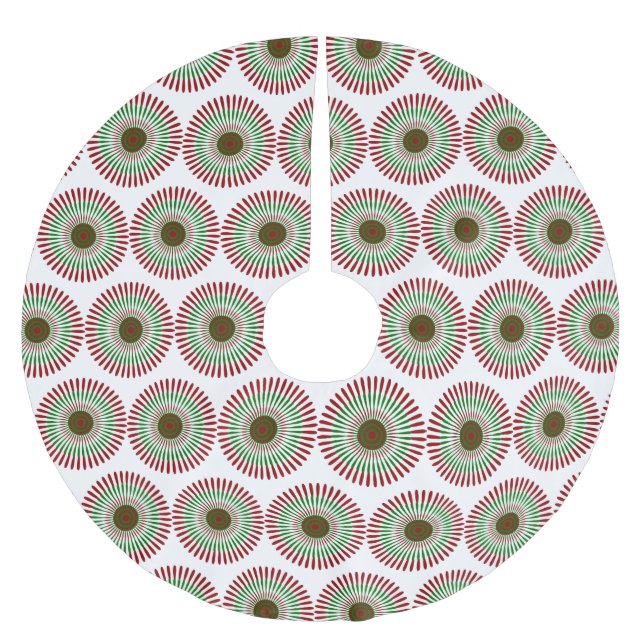 Moderner Roter und Grüner Schneeflocken aus dem Mi Polyester Weihnachtsbaumdecke (Vorderseite)